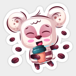 Cute panda with coffee Sticker